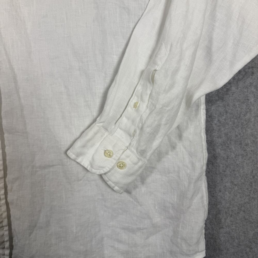 Brooks Brothers Baird McNutt 100% Linen Button Down Shirt Mens XL White Madison - Picture 10 of 13